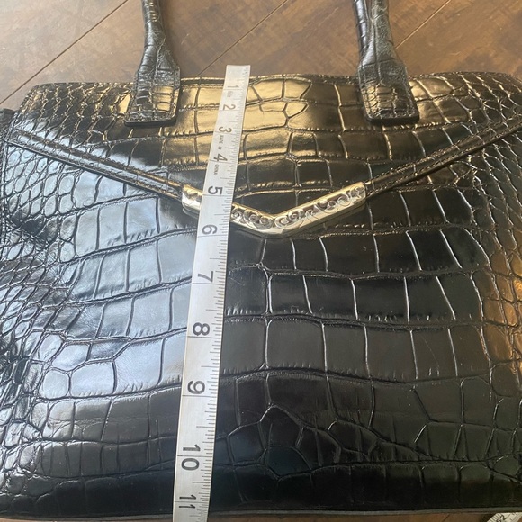 Brighton  Black Crocodile-Embossed shoulder Handbag - Picture 9 of 16